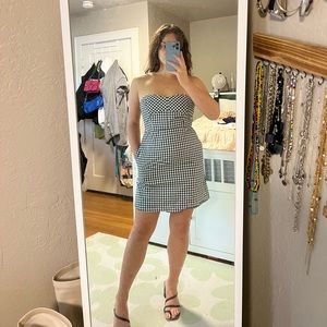 Strapless gingham dress